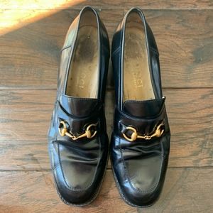Authentic Gucci Leather Black Shoes, 8.5B